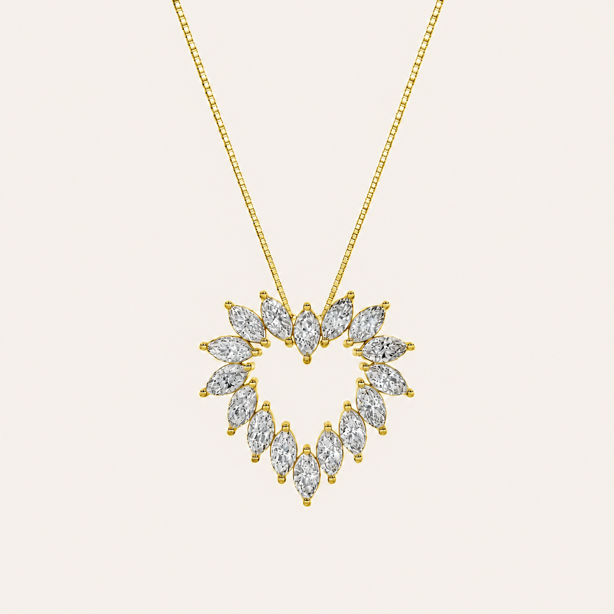 3CT Marquise Cut Lab Grown Diamond Heart Pendant Necklace