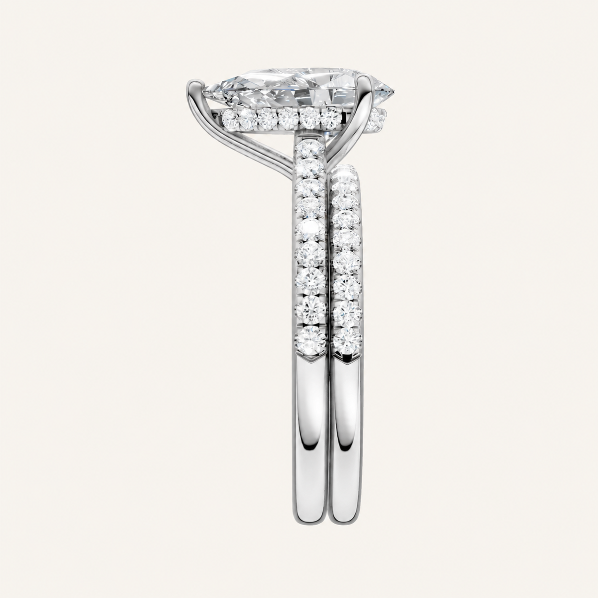 2.50CT Pear Cut Lab Grown Diamond Bridal Set