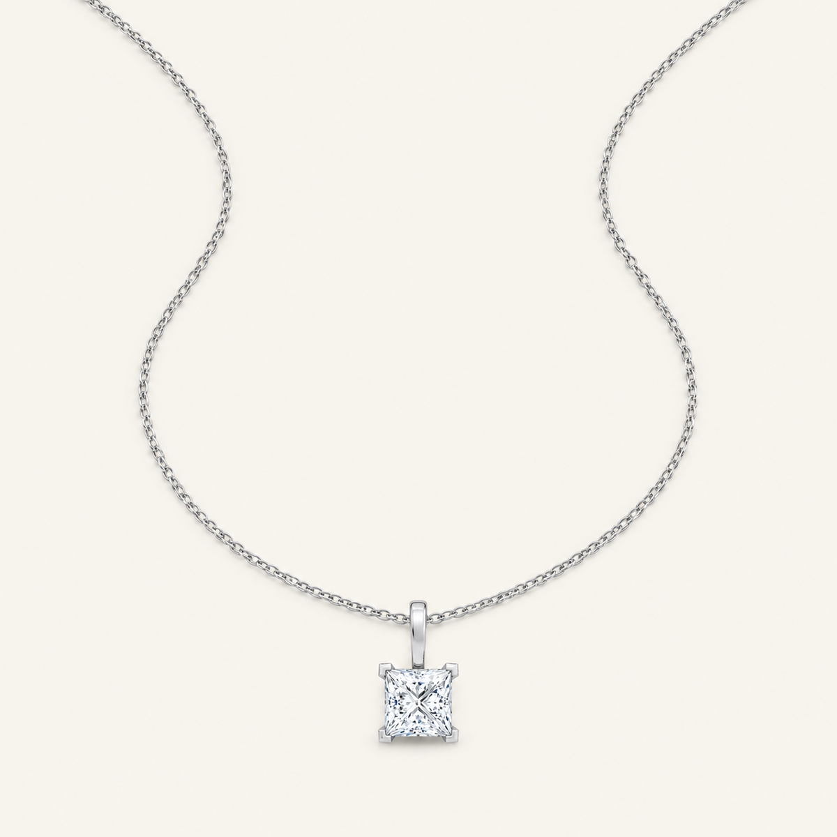 1.00CT Princess Cut Certified Lab Grown Diamond Pendant