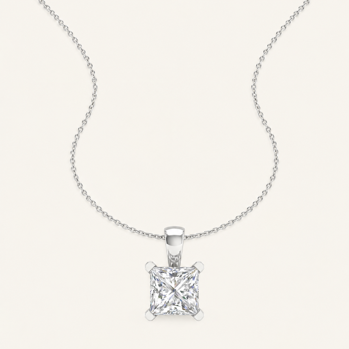 2.00CT Princess Cut Certified Lab Grown Diamond Pendant