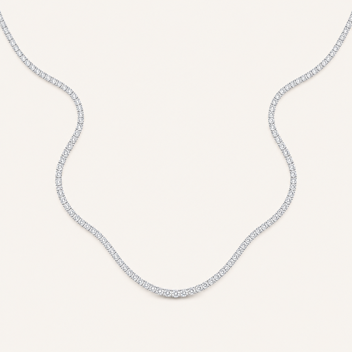 28.58CT Round Cut Lab Grown Diamond Tennis Necklace
