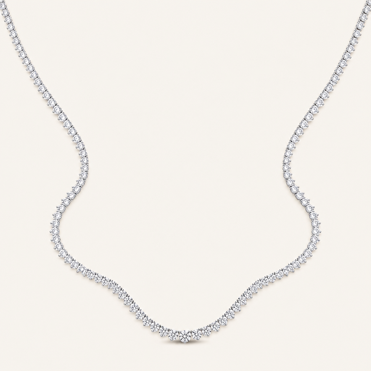 7.00CT Round Cut Lab Grown Diamond Graduated Necklace