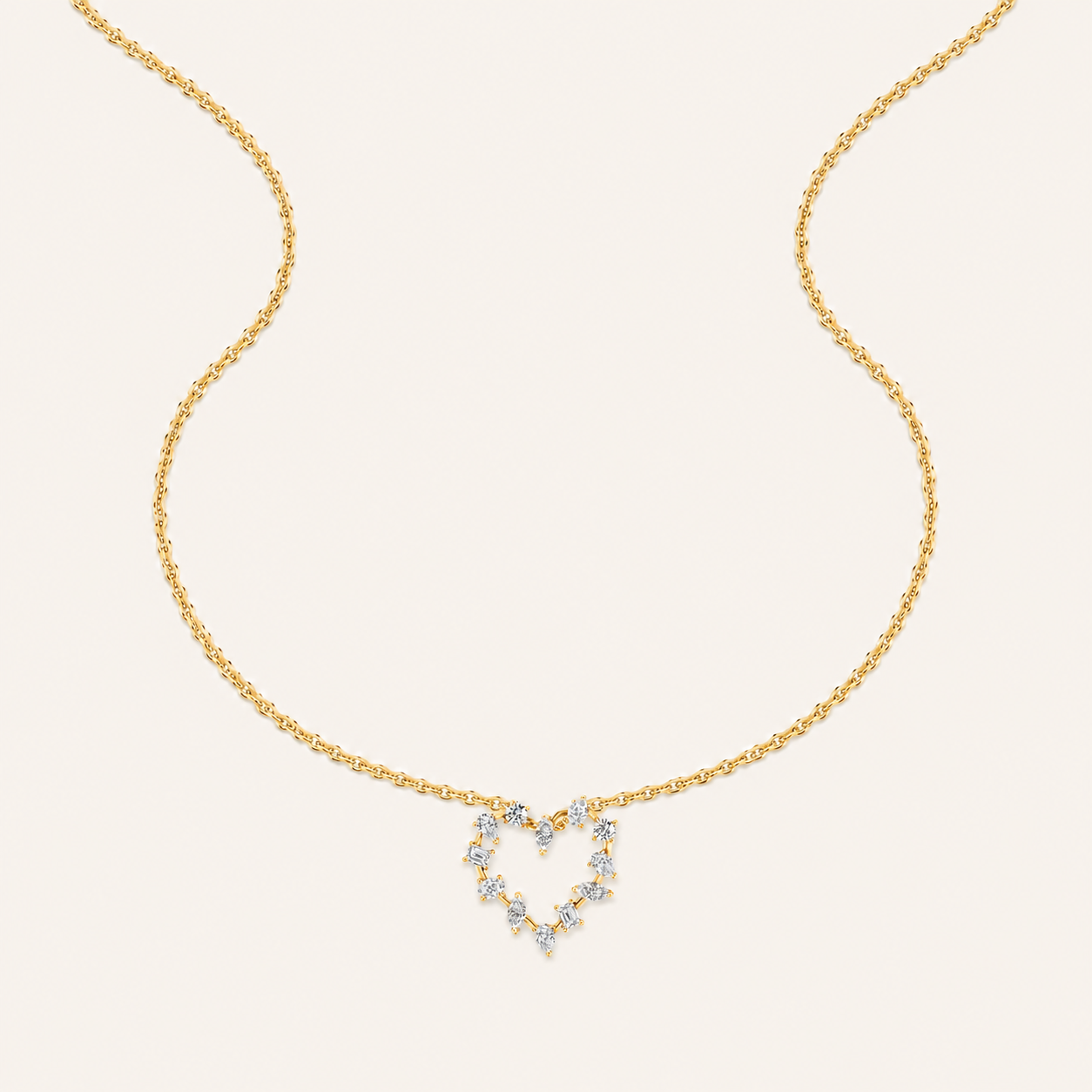 2.5CT Emerald Cut Lab Grown Diamond Pendant Heart Necklace