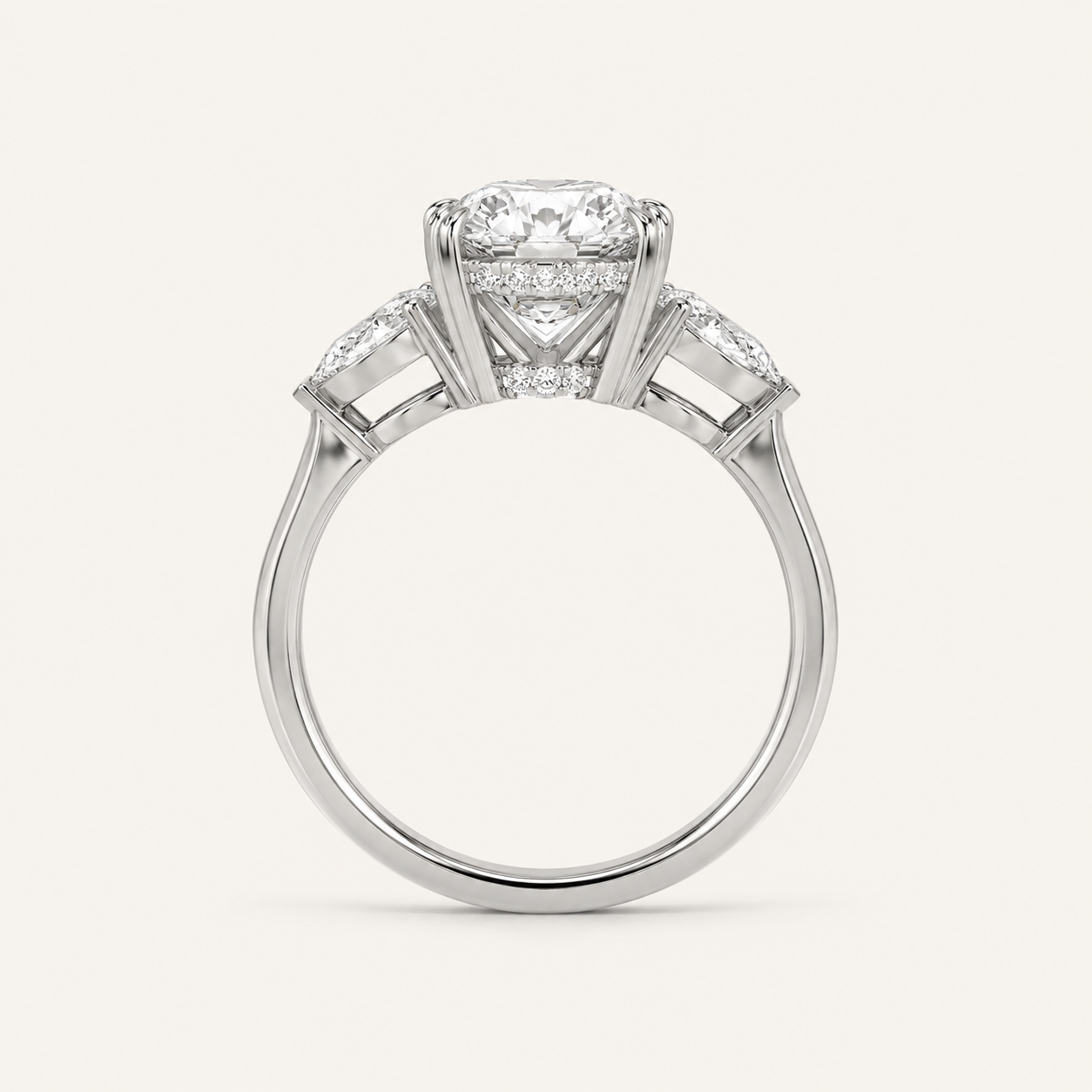 2.00 Ct Round Cut Lab Grown Diamond Accented Three Stone Ring
