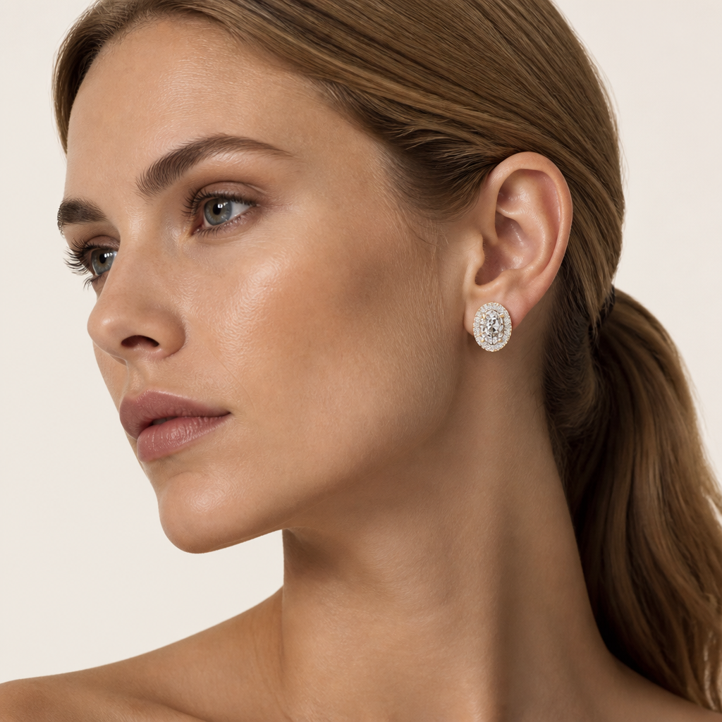 1.15CT Oval Cut Lab Grown Diamond Earrings