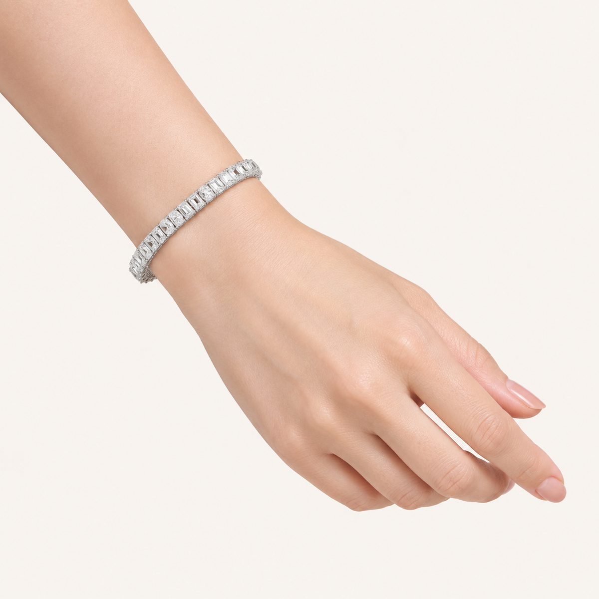 15CT Emerald and Oval Cut Lab Grown Diamond Bracelet