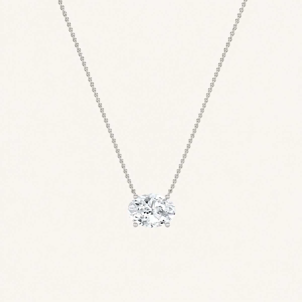 2 Ct Oval Lab Grown Diamond East West Pendant Necklace