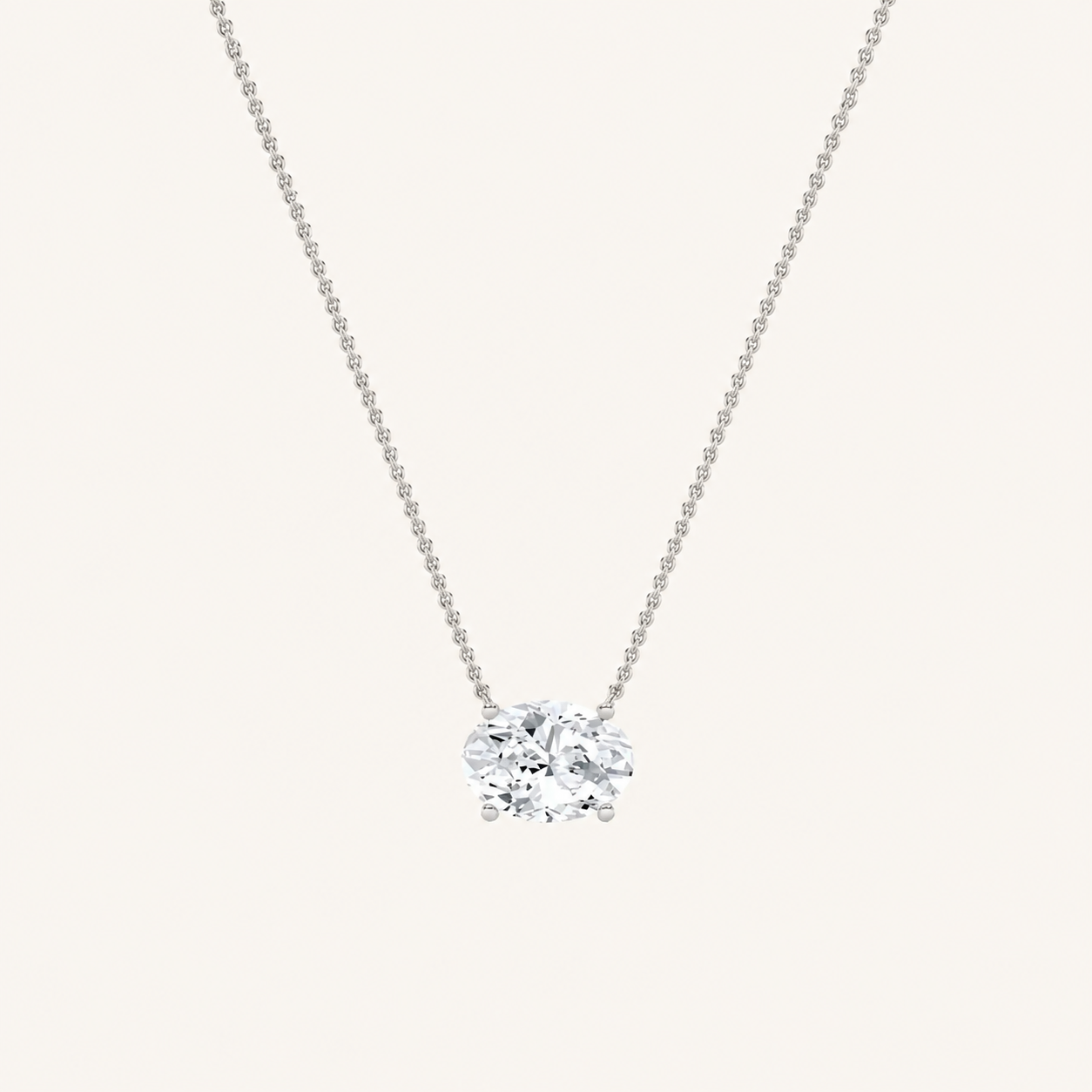 2 Ct Oval Lab Grown Diamond East West Pendant Necklace
