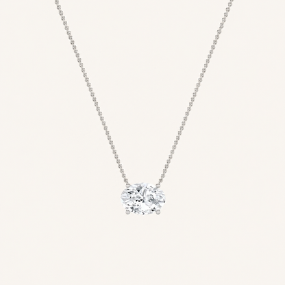 2 Ct Oval Lab Grown Diamond East West Pendant Necklace