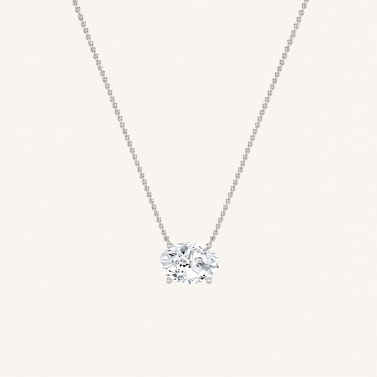 2 Ct Oval Lab Grown Diamond East West Pendant Necklace
