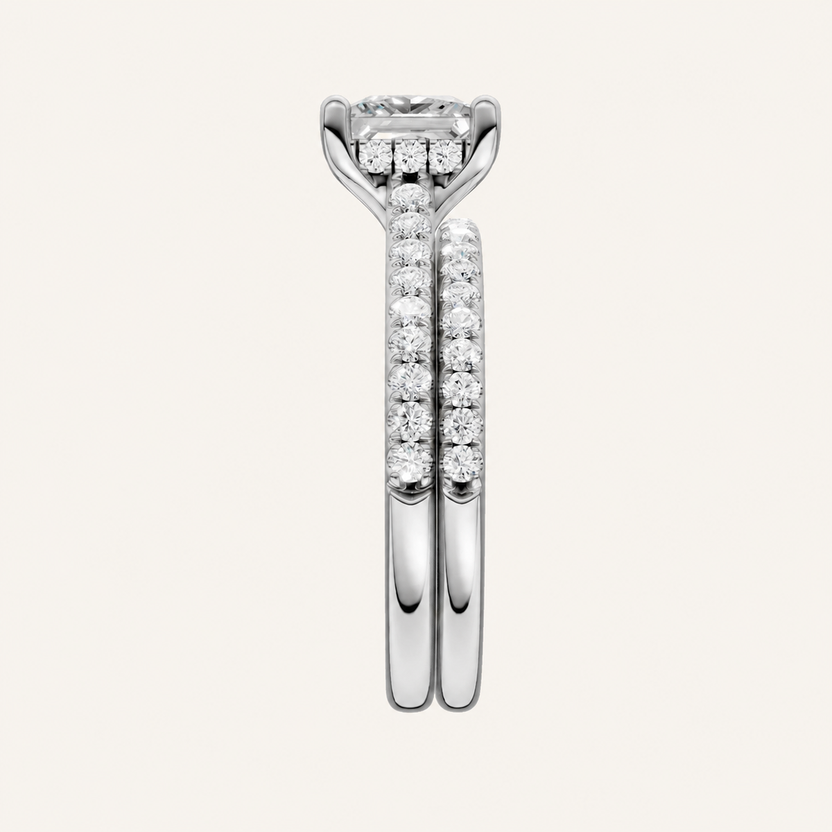 2.50CT Princess Cut Lab Grown Diamond Bridal Set