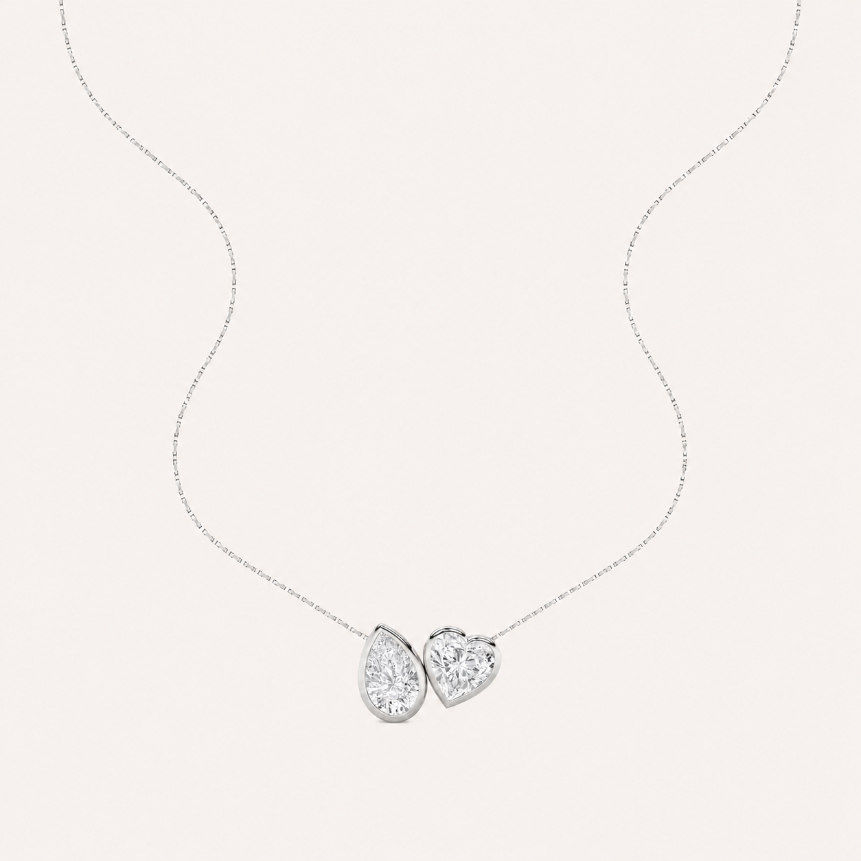 2CT Pear and Heart Cut Lab Grown Diamond Pendant Necklace