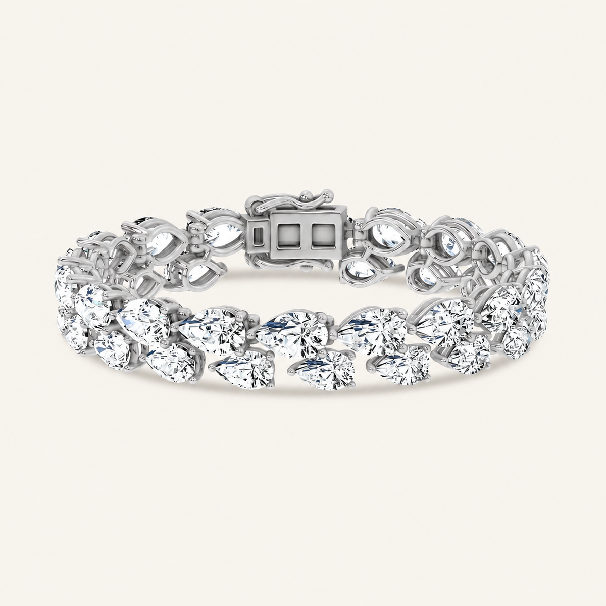 26.50CT Pear Cut Lab Grown Diamond Statement Bracelet