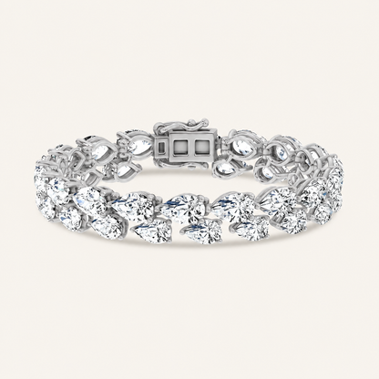 26.50CT Pear Cut Lab Grown Diamond Statement Bracelet