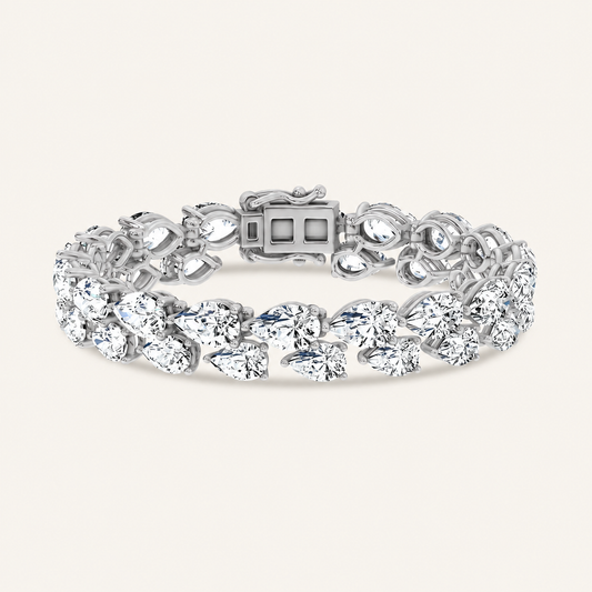 26.50CT Pear Cut Lab Grown Diamond Statement Bracelet