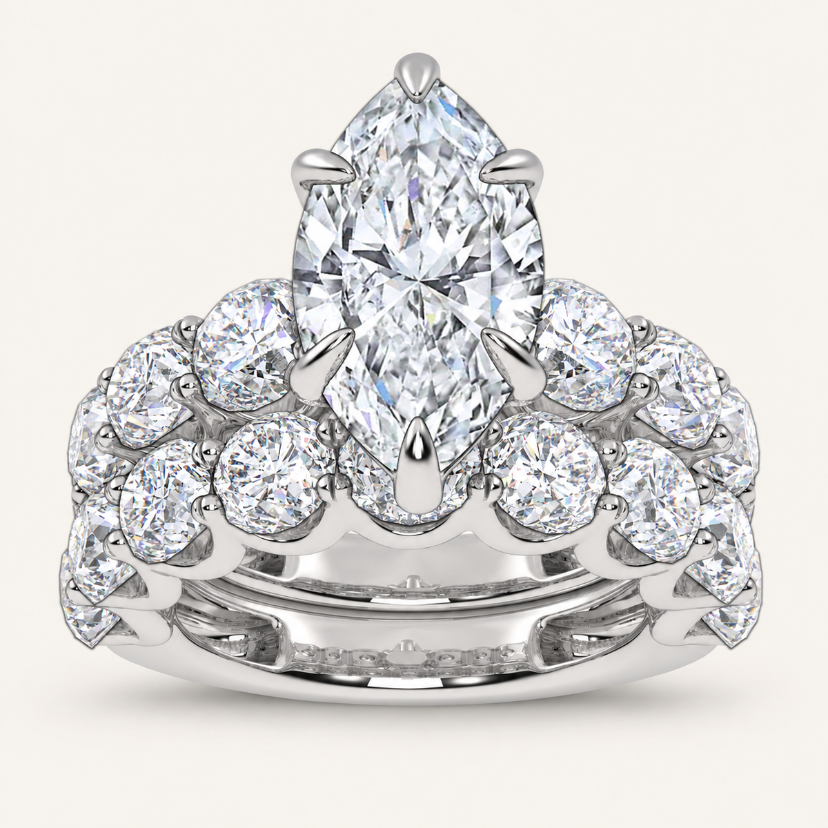 10.00CT Marquise Cut Lab Grown Diamond Bridal Set Ring