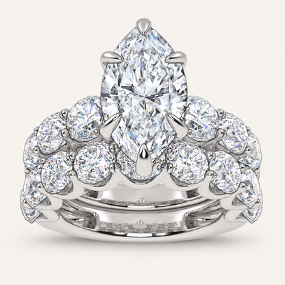 10.00CT Marquise Cut Lab Grown Diamond Bridal Set Ring