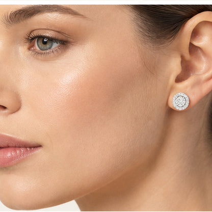 1CT Round Cut Lab Grown Diamond Earrings