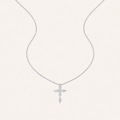 1.5CT Marquise Cut Lab Grown Diamond Pendant Cross Necklace