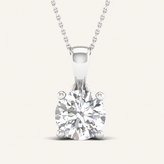 1.00CT Round Cut Certified Lab Grown Diamond Pendant