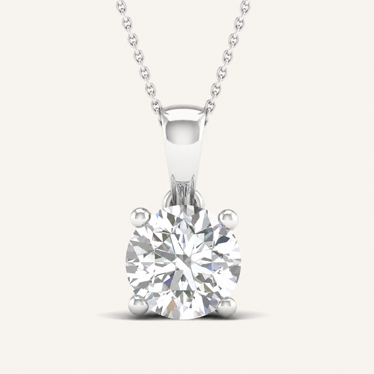 1.00CT Round Cut Certified Lab Grown Diamond Pendant
