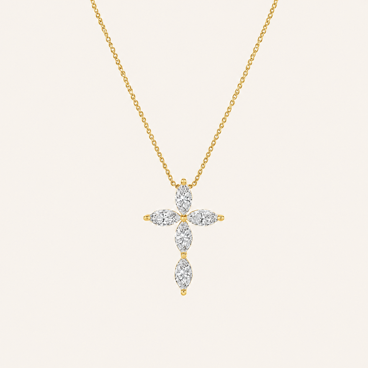 1.5CT Marquise Cut Lab Grown Diamond Pendant Cross Necklace