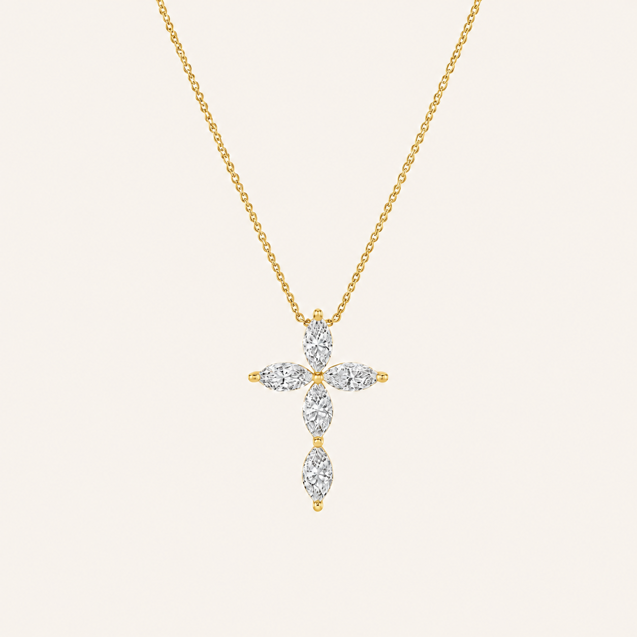 1.5CT Marquise Cut Lab Grown Diamond Pendant Cross Necklace