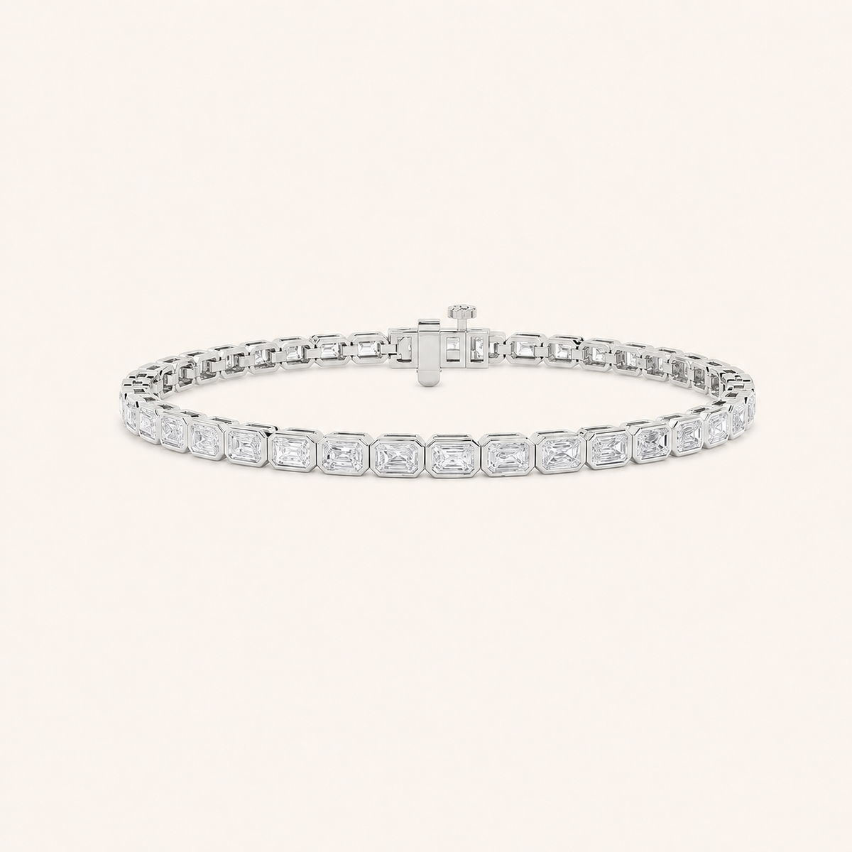 8CT Emerald Cut Lab Grown Diamond East West Bezel Set Tennis Bracelet