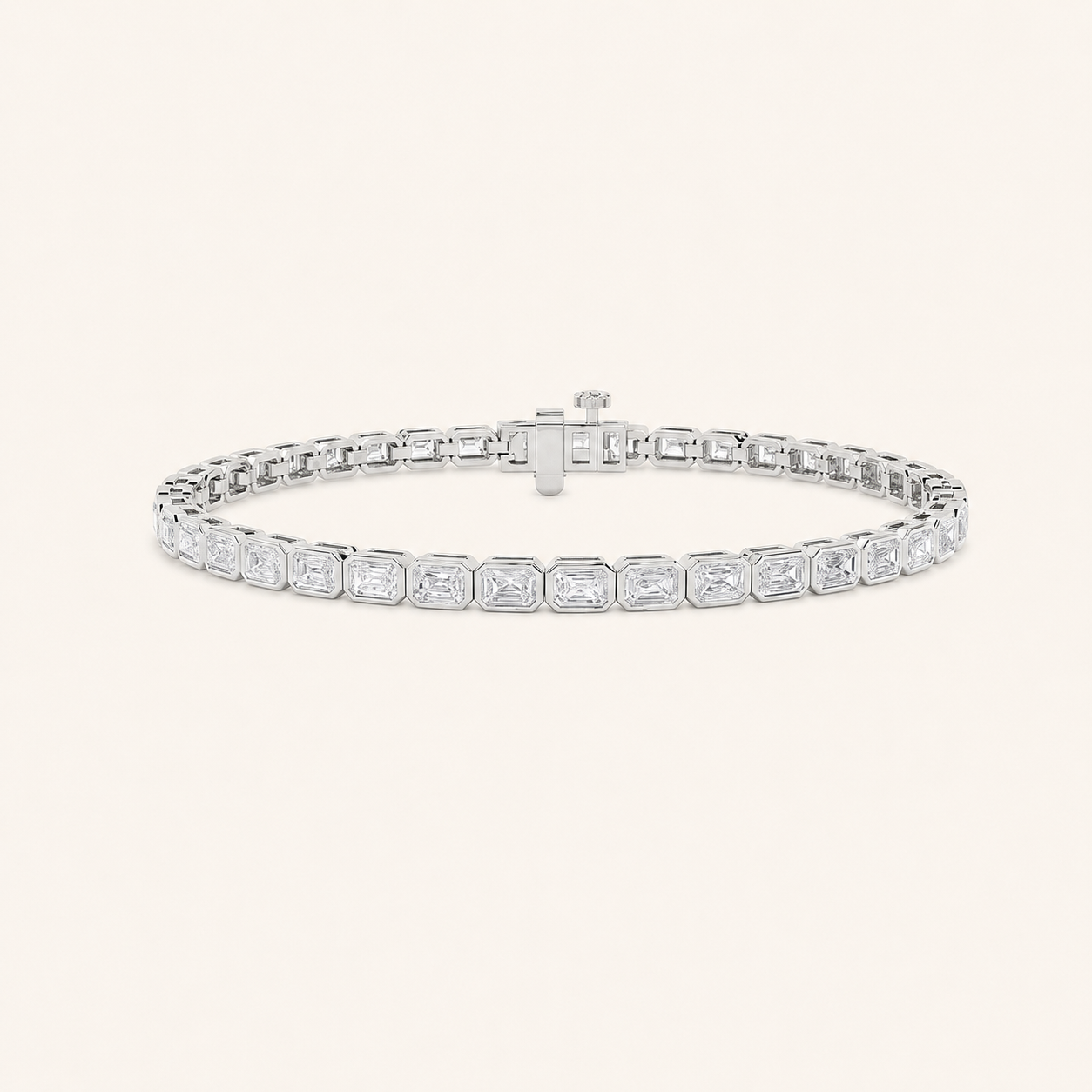 8CT Emerald Cut Lab Grown Diamond East West Bezel Set Tennis Bracelet