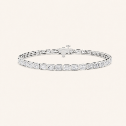 8CT Emerald Cut Lab Grown Diamond East West Bezel Set Tennis Bracelet