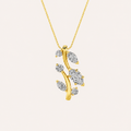 1.5CT Marquise Cut Lan Grown Diamond Leaf Motif pendant Necklace