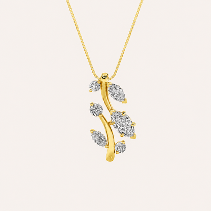 1.5CT Marquise Cut Lan Grown Diamond Leaf Motif pendant Necklace