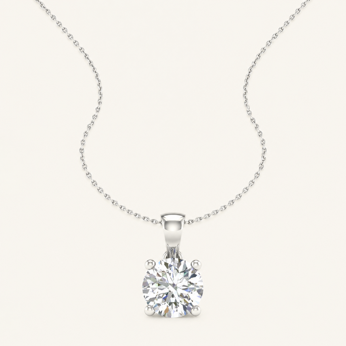 1.00CT Round Cut Certified Lab Grown Diamond Pendant