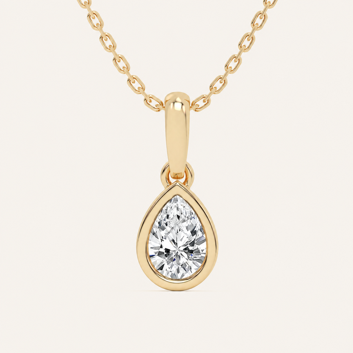 0.50CT Pear Cut Lab Grown Diamond Pendant Necklace