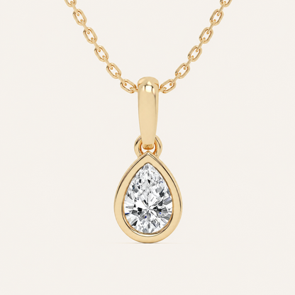 0.50CT Pear Cut Lab Grown Diamond Pendant Necklace