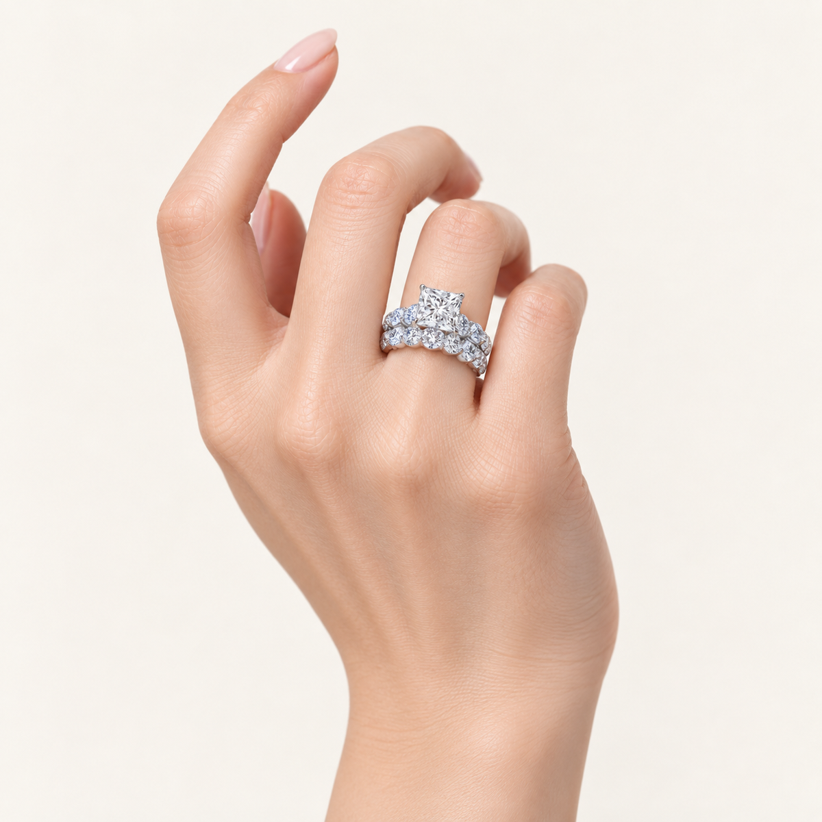 10.00CT Radiant Cut Lab Grown Diamond Bridal Set Ring