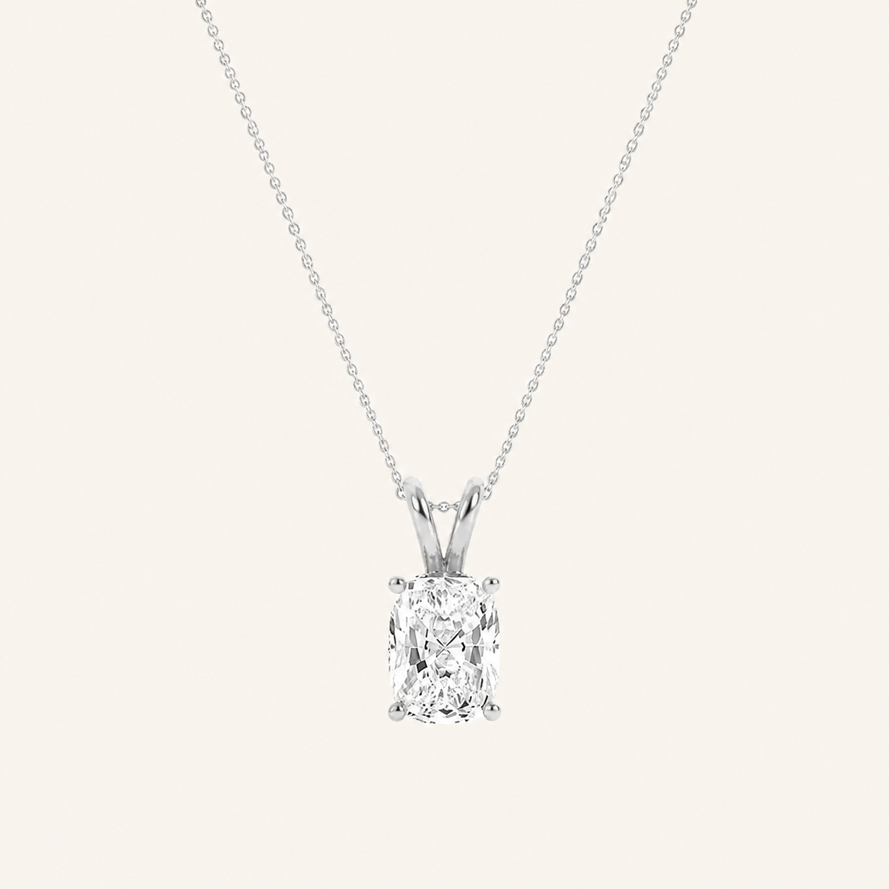 3CT Elongated Cushion Cut Lab Grown Diamond Pendant Necklace