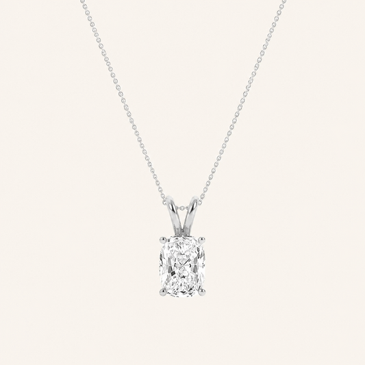 1CT Elongated Cut Lab Grown Diamond Pendant Necklace