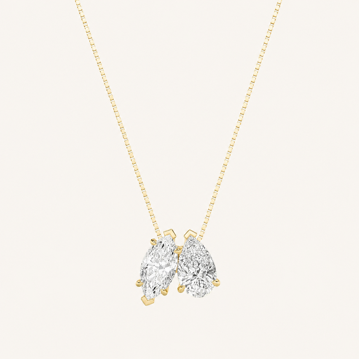 2.5CT Pear & Marquise Cut Lab Grown Diamond Two Stone Fancy Pendant Necklace