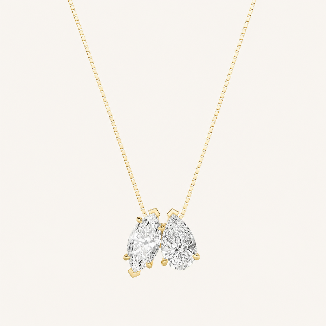 2.5CT Pear & Marquise Cut Lab Grown Diamond Two Stone Fancy Pendant Necklace