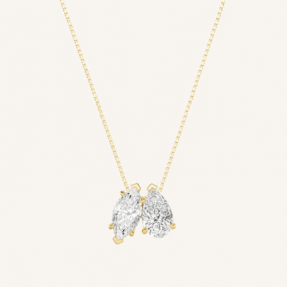 2.5CT Pear & Marquise Cut Lab Grown Diamond Two Stone Fancy Pendant Necklace