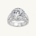 6.50CT Round Cut Lab Grown Diamond Halo Side Stone ring