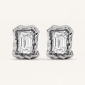 1.5CT Emerald Cut Lab Grown Diamond Organic Design Stud Earrings