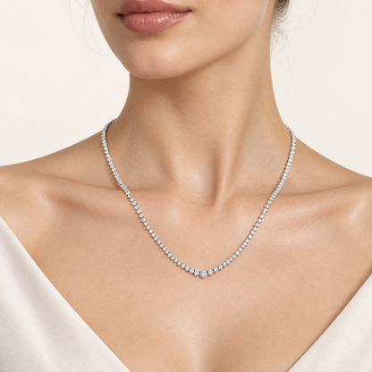 7.00CT Round Cut Lab Grown Diamond Graduated Necklace