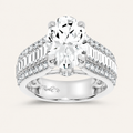 4.00CT Oval Cut Lab Grown Diamond Side Stone Ring
