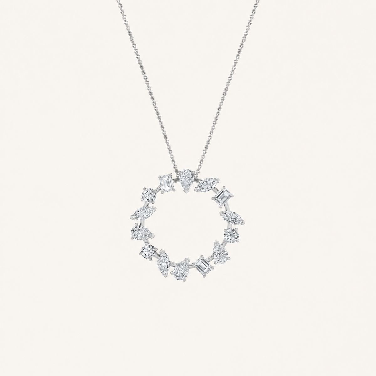 3CT Multi Stone Lab Grown Diamond Circle Pendant Necklace
