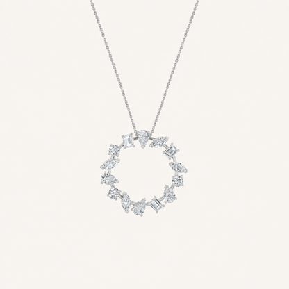 3CT Multi Stone Lab Grown Diamond Circle Pendant Necklace