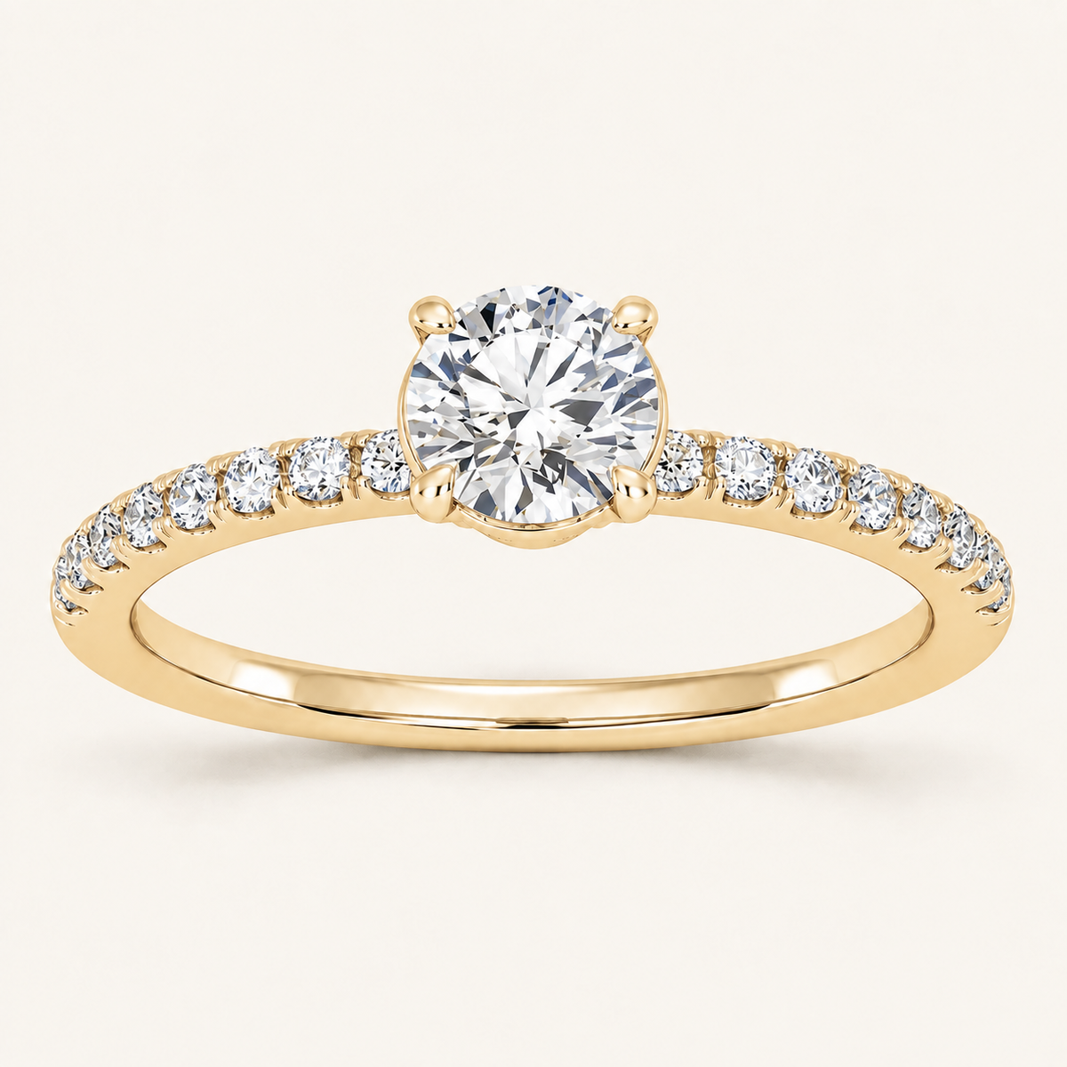 1.00CT Round Cut Lab Grown Diamond Side Stone Ring