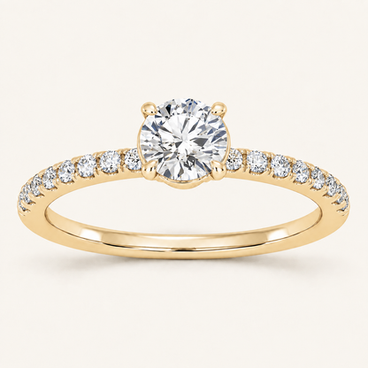 1.00CT Round Cut Lab Grown Diamond Side Stone Ring