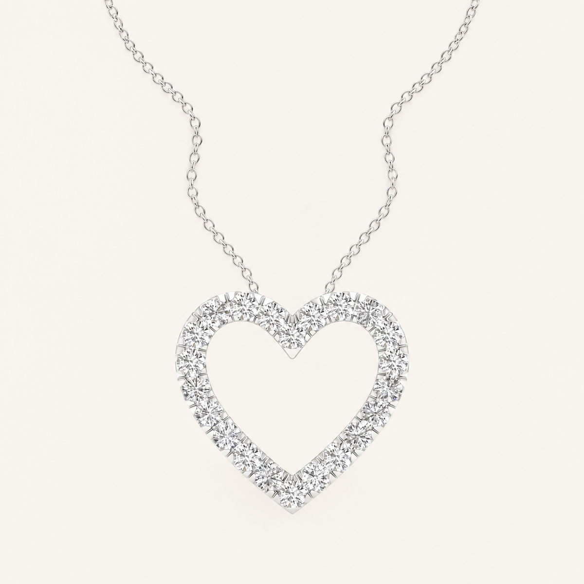 1.00CT Round Cut Lab Grown Diamond Heart Pendant Necklace
